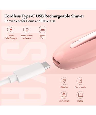EESKA 2-in-1 Electric Razor for Women - Wet and Dry Hair Removal - Portable Bikini Trimmer - IPX7 Waterproof - Face, Legs, Underarm - Type C USB Recharge - Pink - Buy Online on SooperMarket.com