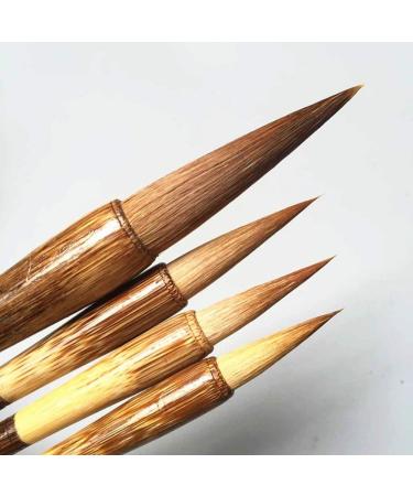High-grade Shanlian Hubi Fine Chinese Calligraphy Brush Sumi Brush Set for Beginner Watercolor Drawing Kanji Brush Set Pure Wolf Hair(Weasel) Brown