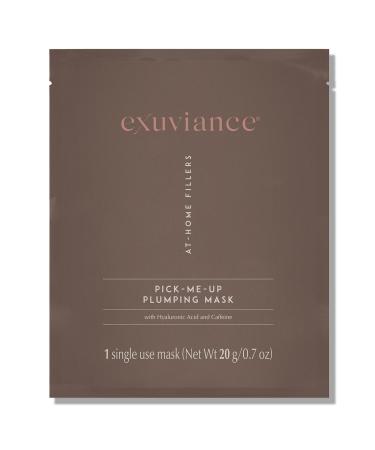 EXUVIANCE Pick-Me-Up Plumping Mask with Pure Hyaluronic Acid and Caffeine for Instant Plumping Hydration - Reveal Smooth Supple and Luminous Skin For All Skin Types - Single Use Sheet Mask 0.7 oz