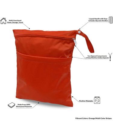 Wet Dry Bags 2 Pack - Washable Waterproof Reusable Pouch with Zipper Pocket for Diapers, Swimsuits, Travel, Gym - Orange - Buy Online on SooperMarket.com