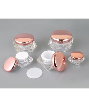 Zeoabsy 12 Pcs Transparent Acrylic Diamond 10ml Cream Cans with Pink Screw Cap - Perfect for Lotion Nail Art and Lip Balm | International Shipping - Buy Online on SooperMarket.com
