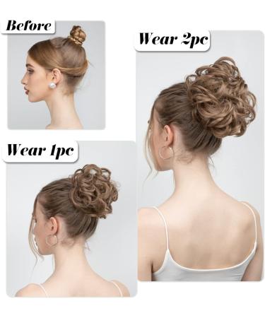 SARLA 2PCS Small Messy Hair Bun Scrunchies | Synthetic Updo Hair Extensions for Women - Ash Blonde - Buy Online on SooperMarket.com