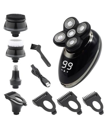 5 in 1 IPX7 Men's Electric Shaver Portable Beard Trimmer Hair Clipper USB Rechargeable Waterproof LCD Bald Razor