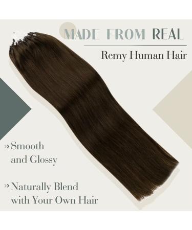LAAVOO Easy Loop Hair Extensions - Brown 18 Inch Real Remy Hair with Microrings 50s Pack Brown #4 50g - Premium Microlink Extensions - Buy Online on SooperMarket.com