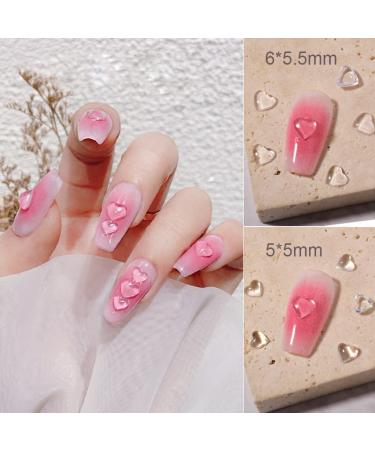 200PCS Clear Heart Nail Art Decals - 3D Acrylic Charms for DIY Manicures - Salon Quality Accessories for Women - Buy Online on SooperMarket.com