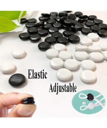 100 Pcs White Silicone Cord Locks for Masks - Adjustable Elastic Stopper for Drawstrings - Non-Slip Buckle for Adults and Kids - Buy Online on SooperMarket.com