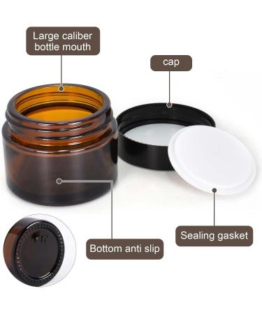 Amber Glass Empty Can - 6 Pieces Refillable Containers 30ml/50ml for Cosmetics Creams & Oils | Brown Glass Ointment Jars for Women & Girls - Buy Online on SooperMarket.com