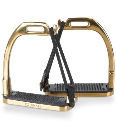 Equinate safety stalk Belfast 10cm gold - with anti -slip tread made of rubber - stirrup for adults and children - relieves the ankles - 2 pieces