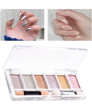Nail Mirror Powder 6 Colours Manicure Chrome Glitter Pigment with Eyeshadow Sticks Golden nail chrome powder PINK - Buy Online on SooperMarket.com