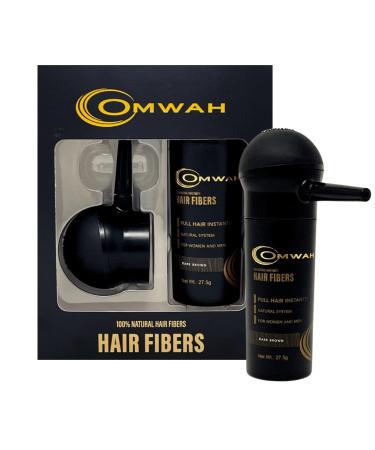 OMWAH Natural Hair Fiber 2-in-1 Kit 27.5g Bottle - Instant Thickening Hair Fibers & Spray Applicator for Natural Concealing & Styling - Dark Brown - Buy Online on SooperMarket.com