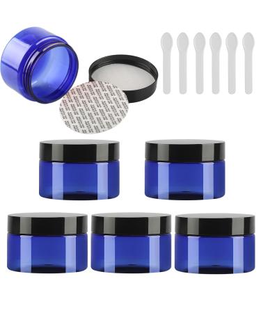 Tianzd 6 pieces Small 150 ml blue plastic empty cream can with black lid 150 g empty socket screw box sheet metal cans cosmetic containers 6 pieces spatula blue 150ml
