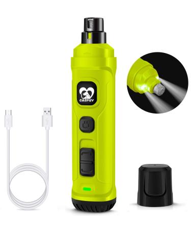 Casfuy claw grinder for dogs with 2 LED lights-2 speeds quiet powerful powerful electrical claw cutters for small medium-sized dogs and cats ... (green)
