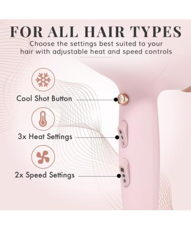 Pink 1800w Hair Dryer for Women - Lightweight & Fast Drying - Lily England Hairdryers (UK Plug) - Buy Online on SooperMarket.com