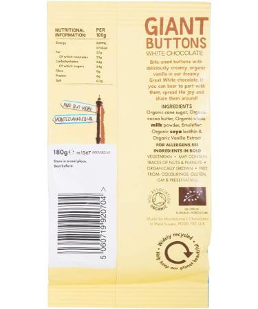 Montezuma's Giant Creamy White Chocolate Buttons 180g - Gluten Free & Organic - Buy Online on SooperMarket.com