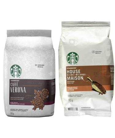 Starbucks Caff Verona Ground Coffee Dark Roast 793 Grams & Ground Coffee House Blend 793 Grams