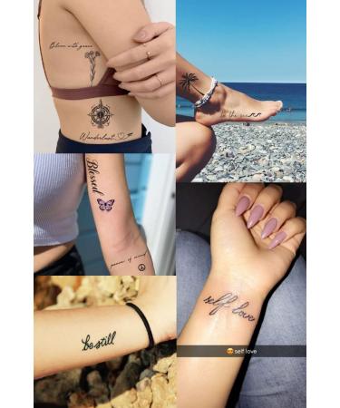 IMPRESSED Realistic Self Care Temporary Tattoos - 42 Custom Sheets with Inspirational Affirmation Words and Motivational Quotes - Buy Online on SooperMarket.com