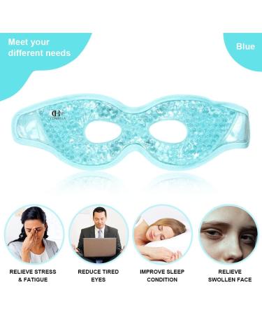CONBELLA Gel Eye Mask with Eye Holes - Hot Cold Compress Pack for Eye Therapy | Cooling Mask for Puffy Eyes, Headaches, Migraines, Sinus, Dark Circles - Reusable Face Mask (6 Blue) - Buy Online on SooperMarket.com