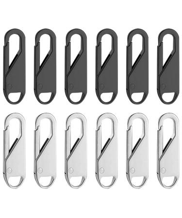 Uberming 12 pieces Zipper Zipper Replacement Metal Universal Zipper Zipper Repair Set For Zipper Suiter Boots Jacket Jacket Packs - Black/Silver