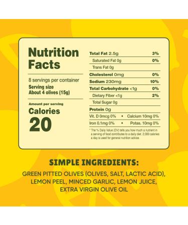 Fresh Greek Pitted Green Olives Snack Pack - All Natural Jumbo-Sized Olives, Lemon Garlic Flavor, Non-GMO, Paleo & Keto Friendly, Low Calorie - 4oz (3 Pack) - Buy Online on SooperMarket.com