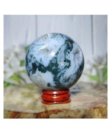 Natural Crystal Rough Natural Sphere Natural Aquatic Agate Ball Moss Sphere Quartz Crystal Geode Feng Shui Reiki Home Decoration 1pc (Color : 280-290g)