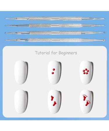 4pcs Nail Art Paint Dot Tool Set Dotting Painting Pen Polish Carving Tackle Manicure Drawing Kit for Salon Home Nail Art Professional Enthusiast(Silver Size:12.5cm) - Buy Online on SooperMarket.com