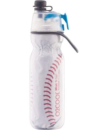 O2COOL Mist 'N Sip Misting Water Bottle 2-in-1 Function | No Leak Pull Top Spout | 20 oz Reusable Sports Water Bottle (Baseball) - Buy Online on SooperMarket.com