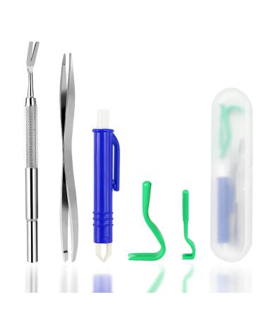 Nepfaivy Ticks for dogs cat human - 5 set tick pliers dog with 2 tick hooks 2 tick tongs metal and 1 tick tweezers simple and safe tick remover for children and pets green + blue (with stainless steel)