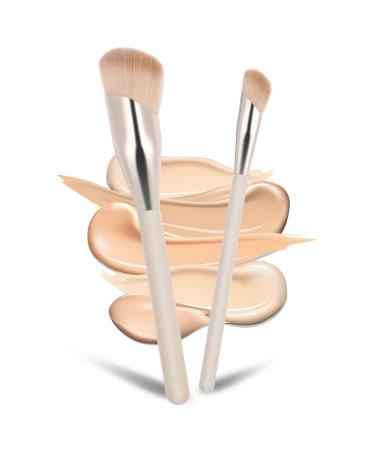 Bewudy 2 Pcs Concealer Brush Angled Concealer Brushes for Under Eye Precision Face Blending Blush Brush Foundation Concealer for Dark Circles Make up Nose Contour Brush Applicator