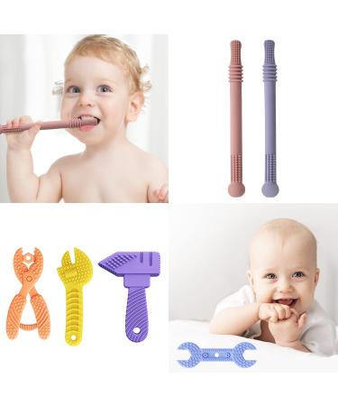 AUXHCYL 6 Pack Silicone Baby Teething Toys for 0-6 Months - Hammer, Wrench, Spanner, Pliers Shapes - Molar Teether Chew Toys for Infants - Buy Online on SooperMarket.com