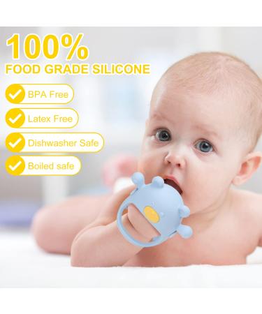 Never Drop Baby Teething Toy | Silicone Hand Teether for Babies | BPA Free Blue - Buy Online on SooperMarket.com