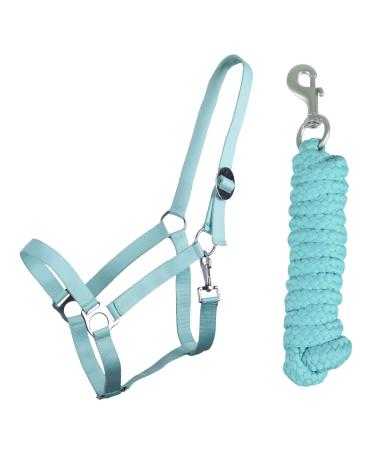 QHP bv Halter Set Beginner Halter + Lead Rope Heavy Snap Hook (Pony Ice Green) Pony ice green