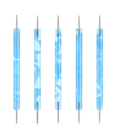 5Pcs Nail Dotting Pen Dotting Tools Set Double Ended Nail Art Dotting Tool Nail Design Dotting Tool for Gel Polish Decoration Blue