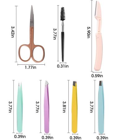 WUBAYI 7Pcs Stainless Steel Tweezers Kit for Facial Hair Removal - Professional Eyebrow Tweezers Set for Men & Women - Buy Online on SooperMarket.com