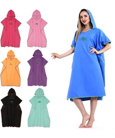 Ultra-Echo Surf Poncho Towel - Quick-Dry Bathrobe for Men & Women | Dark Blue Beach Reversible Microfiber 90x110cm - Buy Online on SooperMarket.com