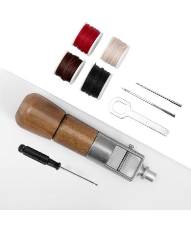WUTA Repair Stitch Kit Leathercraft Stitch Awl Tool  Professional Leather Sewing Awl Tool for Shoes  Bags  Belt  Leather  Canvas  Fabric  Repair Lock Stitch Set Speedy Stitcher Tool (4 Thread Colors) Set B