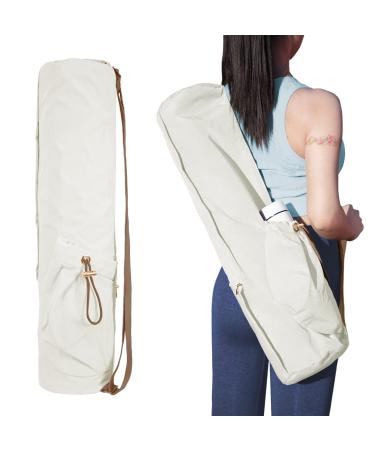 EnjoyActive Yoga Mat Bag | Premium, Waterproof, Multi Pockets, Adjustable Strap | 2 size for 1/4" or 1/2" Thick Yoga Mat Carrier | Perfect Yoga Bag to Gym Class Beach Park Travel for Women & Men S - A White