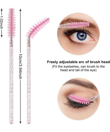 SWKJ 60 PCS Disposable Eyelash Brushes Eyebrow Spoolies Mascara Wands - Crystal Pink | Lash & Brow Applicator Brushes for Makeup Tools - Buy Online on SooperMarket.com