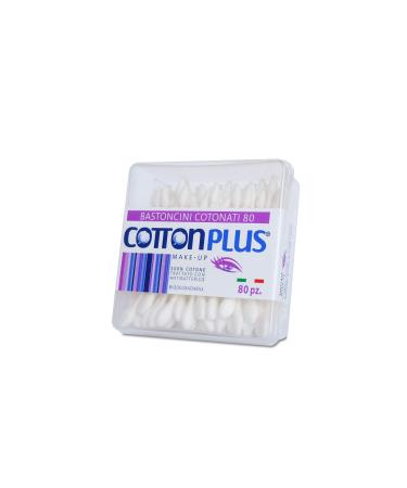 Cotton plus make-up cotton stick 80 pieces-line beauty |Cotton FiOC for make-up |Two different heads two functions 80 unit (Confezione da 1)