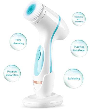 Face Wash Electric Cleaner Rechargeable with Multi Effect Skin Care Counter Rotating Head for Deep Cleansing and Vibration Beating Function 3 Brush Heads for Skin Exfoliating - Buy Online on SooperMarket.com