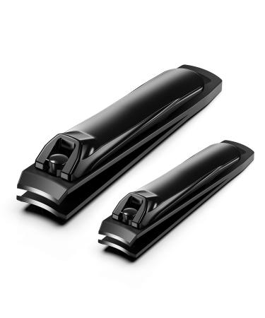 FERYES Elegant Nail Clippers 2-Piece Set - Toenail Clippers and Fingernail Clippers Sharp Nail Cutters for Men and Women Precision Grooming for Stunning Nails - Black