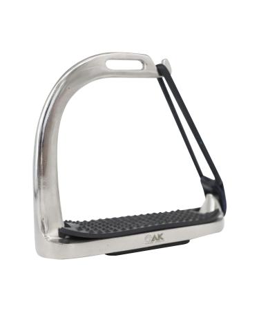 AK Stainless Steel Safety / Half Horse Riding Equestrian Stirrups with Black Treads (4.50'' Silver) 4.50'' Silver