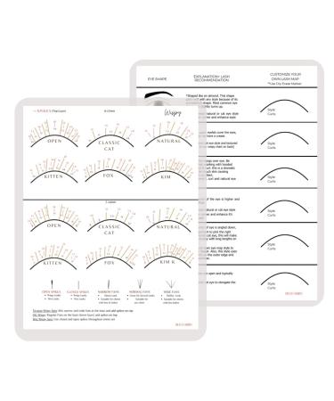 BELLEMORY WISPY EYE SHAPE Lash Mapping Chart - Eyelash Extension Beginner Training and Practice Chart  Eyelash Extension Curl and Diameter Sheet for Lash Kit (1 PC Wispy Eye Shape Lash Map Chart)