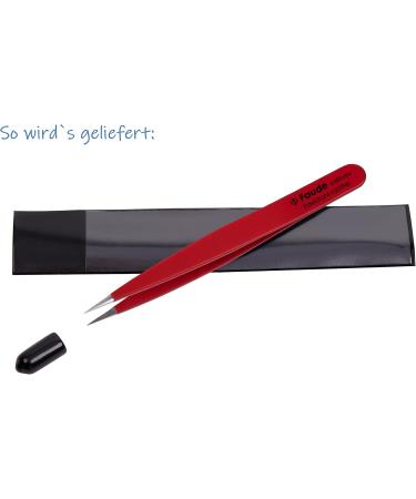 FAUDE Pointed Tweezers - Precision Stainless Steel Tweezers for Splinters Thorns & Ingrown Hairs | 10cm Red | International Shipping - Buy Online on SooperMarket.com