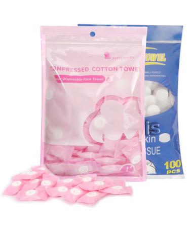 Skycase 200 pieces of compressed towel one -way portable facial cloth mini breathable face -time cloth tablets cotton towels travel sciences pink+blue