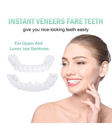 2 PCS Veneers Dentures Socket for Women and Men - Temporary Tooth Repair | Bright White Dental Veneers for Upper and Lower Jaw - Protect & Restore Your Smile - Buy Online on SooperMarket.com