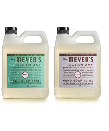 Mrs. Meyer's Liquid Hand Soap Refill Variety Pack, 1 Basil, 1 Lavender, 2 CT