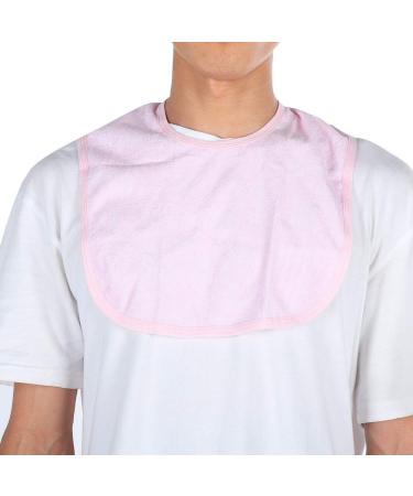 Mealtime Bib Elderly Bib Skin-friendly Breathable Waterproof Adjustable Belt for(Light pink 31 * 42)