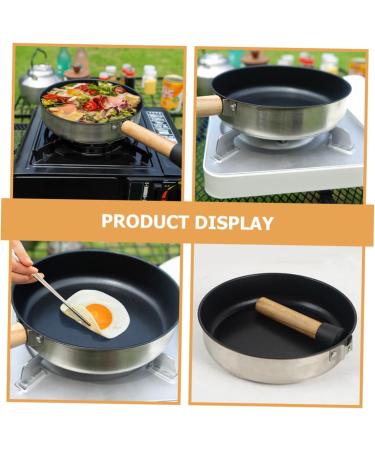 BCOATH Camping Portable Pan Egg Pan Flat Skillet Camping Cookware Griddle Pan Stainless Steel Cookware Pans Portable Camping Pan Mini Egg Cooker Multi-Function Pan Non Stick Wok Wood - Buy Online on SooperMarket.com