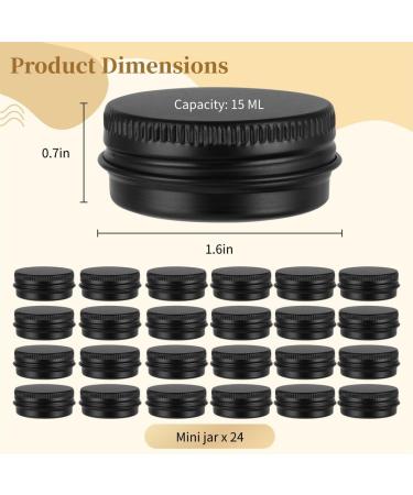 24 Pcs Mini Cosmetic Jars - 15 Ml Aluminum Balm Lotion Jars with Black Metal Lids for Travel & Daily Use - Perfect for Business & Personal Care - Buy Online on SooperMarket.com