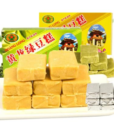 Green Bean Pastry Mung Bean Cake Traditional Chinese Soft Biscuits Natural Vegetarian Sweet Mini Green Bean Dessert Mung Bean Pastry Office Snacks Gift Pack Delicious Food (Matcha Flavor 200g 4pack) Matcha flavor 200g 4pack